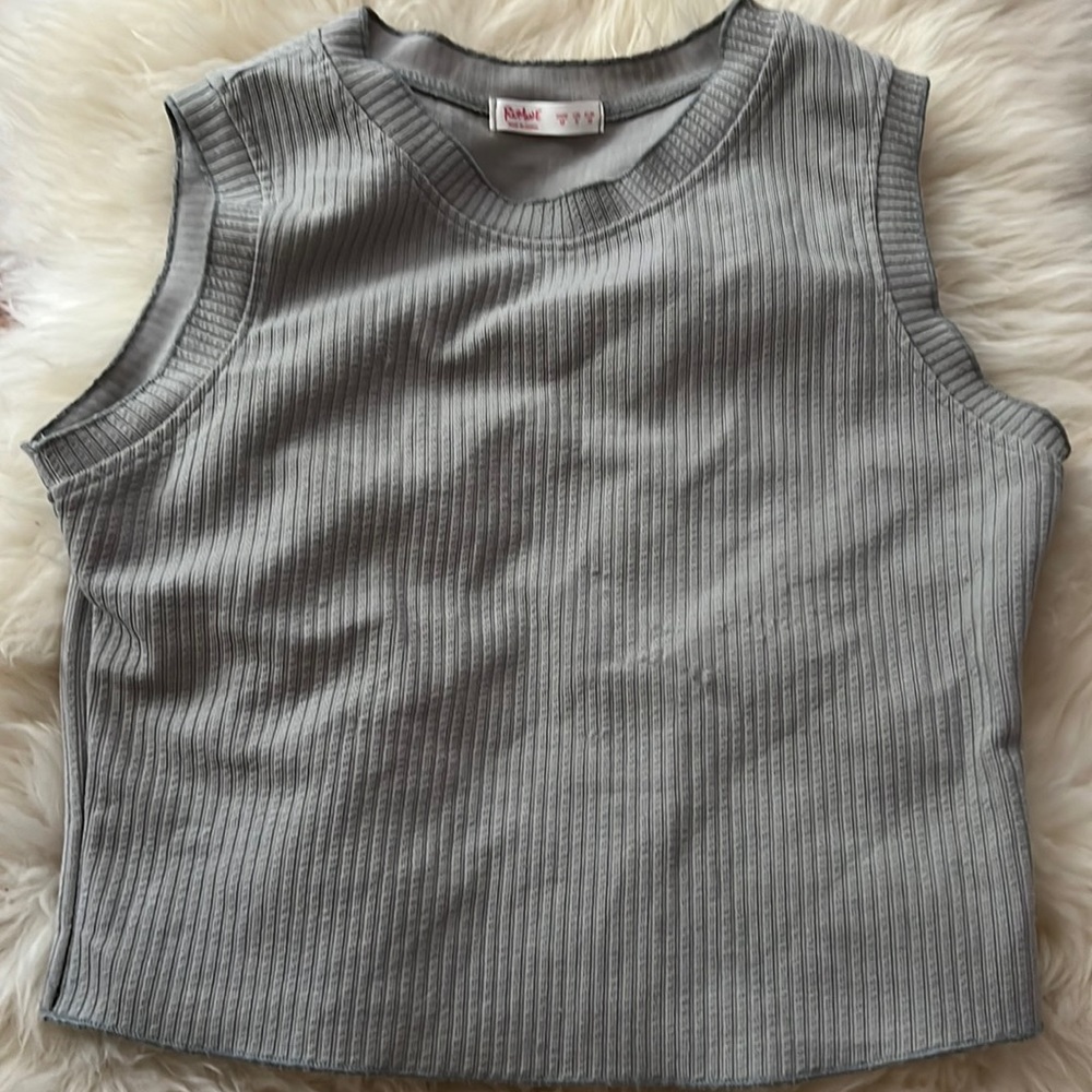Green ribbed tank top